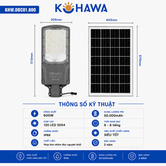 ĐÈN ĐƯỜNG BÀN CHẢI CAO CẤP NĂNG LƯỢNG MẶT TRỜI KOHAWA 600W