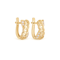 Bông tai vàng 18K đính đá Sapphire