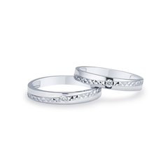 Nhẫn cưới vàng trắng 18k hiện đại
