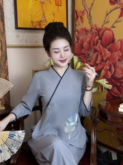 Bộ Cổ Nhật Thêu Sen Lụa Trượt