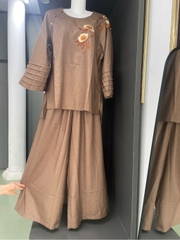 Bộ Nút Ngọc Tay Tầng Vải Linen Ấn