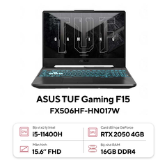Laptop cũ [95%] ASUS TUF Gaming F15 FX506HF-HN017W (i5-11400H | 16GB | 512GB | RTX 2050 | 15.6 inch FHD | Win 11 | Đen) Tặng túi + Chuột *BẢO HÀNH 03 THÁNG*