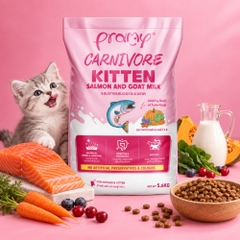 Hạt Cho Mèo Con Giàu Đạm PRAMY CARNIVORE Kitten Vị Cá Hồi & Sữa Dê Cho Mèo Con & Mèo Mẹ 5.6kg