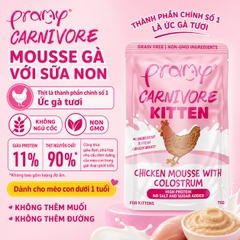Pate Mèo Con PRAMY CARNIVORE Kitten Vị Gà Và Sữa Non Dạng Mousse Mềm Mịn 70g