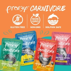 Pate Cho Mèo PRAMY CARNIVORE Vị Gà Topping Tôm Dạng Thạch Jelly 70g