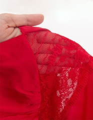 Đầm ngủ nữ lụa satin 2 dây phom suông dài phối ren