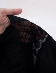 Đầm ngủ nữ lụa satin 2 dây phom suông dài phối ren