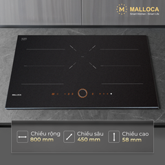 Bếp từ 3 vùng nấu 80cm với mặt kính Onyka chống trầy xước Malloca MI803ES - Ảnh nhỏ 8