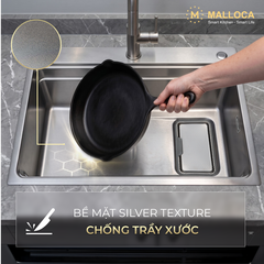 Chậu Rửa Chén 1 hố Inox 304 Silver kích thước 77cm Malloca Silver MS7750SI - Ảnh nhỏ 2