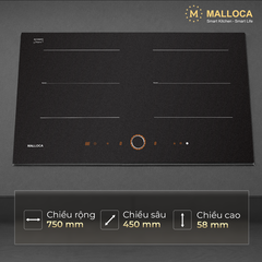 Bếp từ 2 vùng nấu 75cm (Mặt kính Onyka chống trầy xước) Malloca MI750ES - Ảnh nhỏ 2