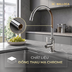 Vòi rửa chén lạnh mạ Chrome Malloca K3102CBA - Ảnh nhỏ 3
