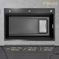 Chậu Rửa Chén 1 hố Inox 304 Malloca VOLCANIC MS7750GR - Ảnh nhỏ 4
