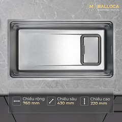 Chậu rửa chén 1 hố Inox 304 Malloca SILVER MS7743SI - Ảnh nhỏ 3