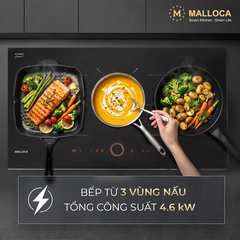 Bếp từ 3 vùng nấu 80cm với mặt kính Onyka chống trầy xước Malloca MI803ES - Ảnh nhỏ 4