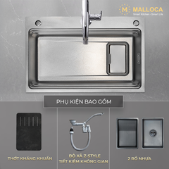 Chậu Rửa Chén 1 hố Inox 304 Silver kích thước 77cm Malloca Silver MS7750SI - Ảnh nhỏ 4