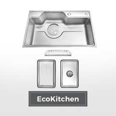 Chậu rửa chén 1 hố hạn chế trầy xước kích thước 80cm Malloca LINEN MS8048SS - Ảnh nhỏ 1
