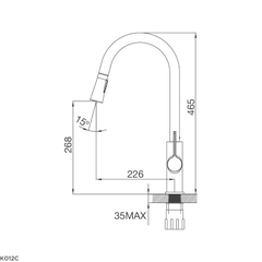 Vòi rửa chén nóng lạnh Malloca K94C / Đồng thau mạ chrome, có dây rút - Ảnh nhỏ 3