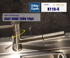 Vòi rửa chén nóng lạnh Malloca K110-S / Inox 304, có dây rút - Ảnh nhỏ 3
