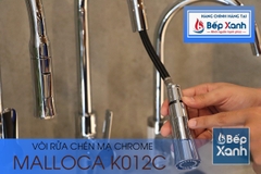 Vòi rửa chén nóng lạnh Malloca K012C / Đồng thau mạ chrome, có dây rút - Ảnh nhỏ 12