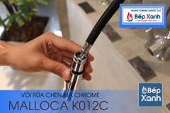 Vòi rửa chén nóng lạnh Malloca K012C / Đồng thau mạ chrome, có dây rút - Ảnh nhỏ 16