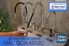 Vòi rửa chén nóng lạnh Malloca K012C / Đồng thau mạ chrome, có dây rút - Ảnh nhỏ 18
