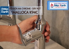 Vòi rửa chén nóng lạnh Malloca K94C / Đồng thau mạ chrome, có dây rút - Ảnh nhỏ 5