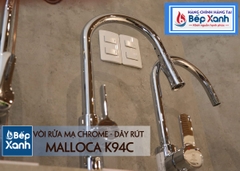 Vòi rửa chén nóng lạnh Malloca K94C / Đồng thau mạ chrome, có dây rút - Ảnh nhỏ 11