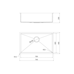 Chậu rửa chén 1 hố inox 304 kích thước 74cm – lắp âm hoặc dương Malloca MS6074 - Ảnh nhỏ 2
