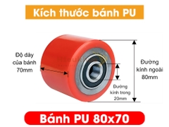 Bánh PU xe nâng tay 80x70 mới 100% chịu tải tốt, giá rẻ