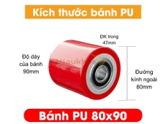 Bánh PU xe nâng tay 80x90 mới 100% chịu tải tốt, giá rẻ