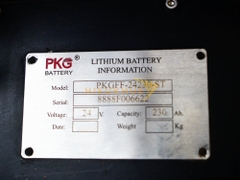 Pin Lithium xe nâng PKG 24V-230Ah Model: PKGFF-24230V3
