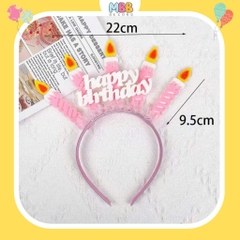 Cài Tóc Sinh Nhật, Bờm Sinh Nhật Happy Birthday Gắn Nến