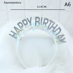 Cài tóc Happy Birthday Tai Thỏ Giấy Ko Đèn Màu Xanh Dương