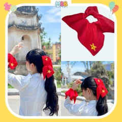 1 CÁI Scrunchies Cờ Đỏ Sao Vàng - phụ kiện buộc tóc cờ đỏ sao vàng ngôi sao thêu, phối khăn cờ đỏ sao vàng