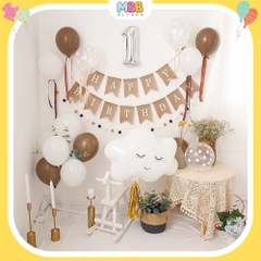 Set Bóng Trang Trí Sinh Nhật Thôi Nôi Cho Bé, Set Sinh Nhật 1 Tuổi Đầy Đủ Phụ Kiện Như Mẫu (Tặng Bơm & Keo)