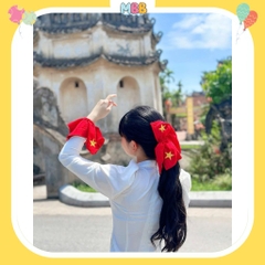 1 CÁI Scrunchies Cờ Đỏ Sao Vàng - phụ kiện buộc tóc cờ đỏ sao vàng ngôi sao thêu, phối khăn cờ đỏ sao vàng