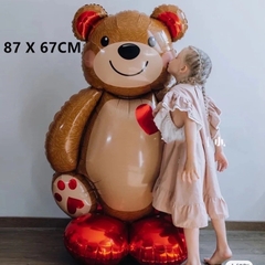 Bóng gấu ôm hình bánh kem Happy Birthday trang trí sinh nhật