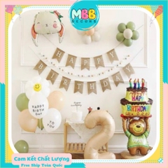 Set Bóng Trang Trí Sinh Nhật Hàn Quốc Cho Bé Gái, Hình Chú Gấu Cầm Bánh Kem Khổng Lồ - 0418