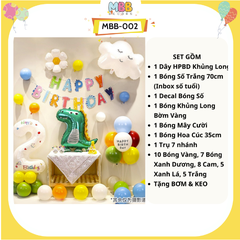 Set Trang Trí Sinh Nhật Cho Bé Trai Gái Phong Cách Hàn Quốc, Bong Bóng Khủng Long Đáng Yêu MBB-002