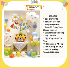 Set Trang Trí Sinh Nhật Cho Bé Trai Gái Phong Cách Hàn Quốc, Bong Bóng Hổ Đội Nón Đáng Yêu MBB-003