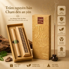 Combo Nhang Trầm Không Tăm Cao Cập Tụ Phúc + Khay Đốt Chạm Khắc | 100% Bột Trầm Cao Cấp