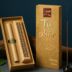 Combo Nhang Trầm Không Tăm Cao Cập Tụ Phúc + Khay Đốt Chạm Khắc | 100% Bột Trầm Cao Cấp