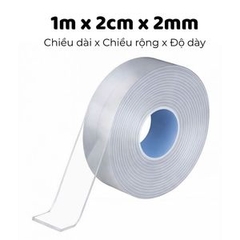 Băng dính 2 mặt trong suốt BD001, băng keo nano dạng lưới siêu dính, cuộn băng keo dán tường đa năng 1m-3m-5m