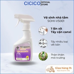 Tẩy cặn canxi nhà tắm inox Sohi-VS001, vệ sinh nhà tắm bồn rửa vòi sen, vòi nước, bồn sứ, gương sáng sạch như mới.