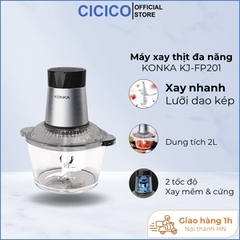 Máy xay thịt đa năng cối thủy tinh 2 Lít với 4 lưỡi inox 304 Công Suất 250W KONKA KJ-FP201