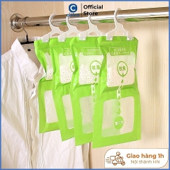 Túi hút ẩm tủ quần áo, hút ẩm phòng ngủ, gói hút ẩm 2 ngăn H201 chống ẩm chống mốc có móc treo siêu hút ẩm
