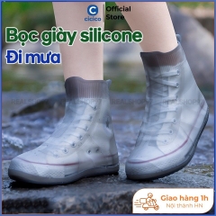 Ủng đi mưa, bọc giày Silicon đàn hồi đi mưa cổ cao, 2 đế ma sát tốt, chống trơn ngã, chống bắn dính bẩn