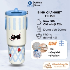 Ly giữ nhiệt có ống hút, bình giữ nhiệt nóng lạnh 12-24H, dung tích lớn 900ml, lõi inox 316 cao cấp, không đổ mồ hôi