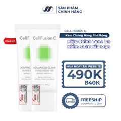 Kem Chống Nắng Phổ Rộng Kiểm Soát Dầu Mụn Cell Fusion C Advanced Clear Sunscreen 100 SPF50+ PA++++ Serene Space Sản Phẩm Chính Hãng