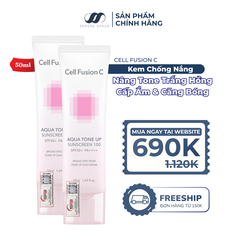 [Combo 50ml+50ml] Kem Chống Nắng Nâng Tone Cấp Ẩm Căng Bóng Cho Mọi Loại Da Cell Fusion C Aqua Tone Up 100 Sunscreen SPF 50+ PA++++ Serene Space Sản Phẩm Chính Hãng